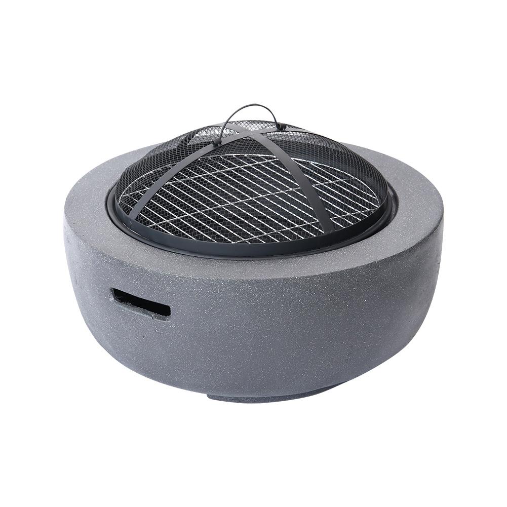 Mayson Faux Concrete Round Fire Pit & BBQ Grill Bowl for Garden