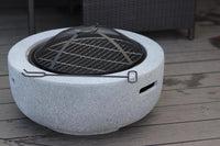 Thumbnail for Mayson Faux Concrete Round Fire Pit & BBQ Grill Bowl for Garden