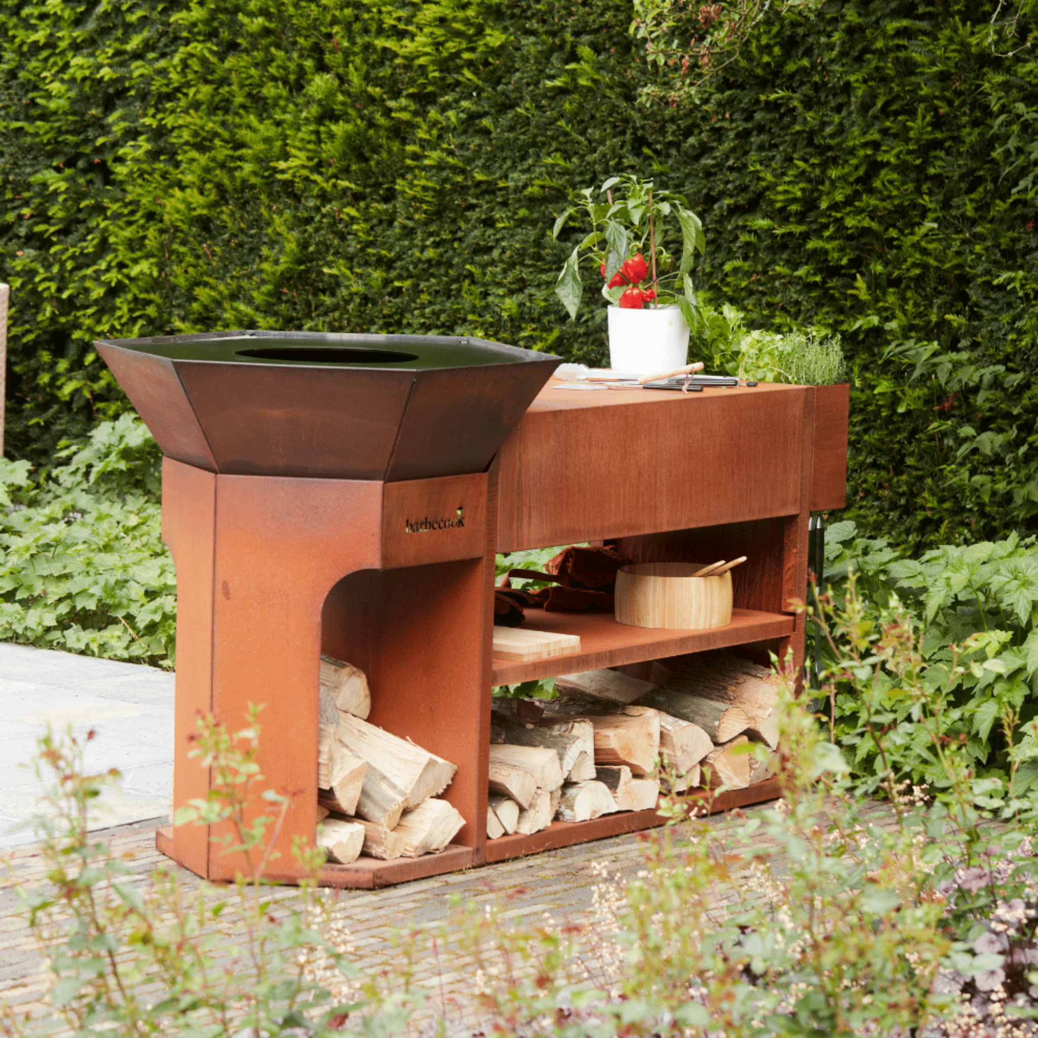 Barbecook Nestor Island Plancha BBQ With Countertop - Corten Steel Barbecook