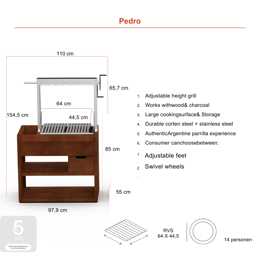 Barbecook Pedro Asado Argentine BBQ Grill - Corten Steel Barbecook