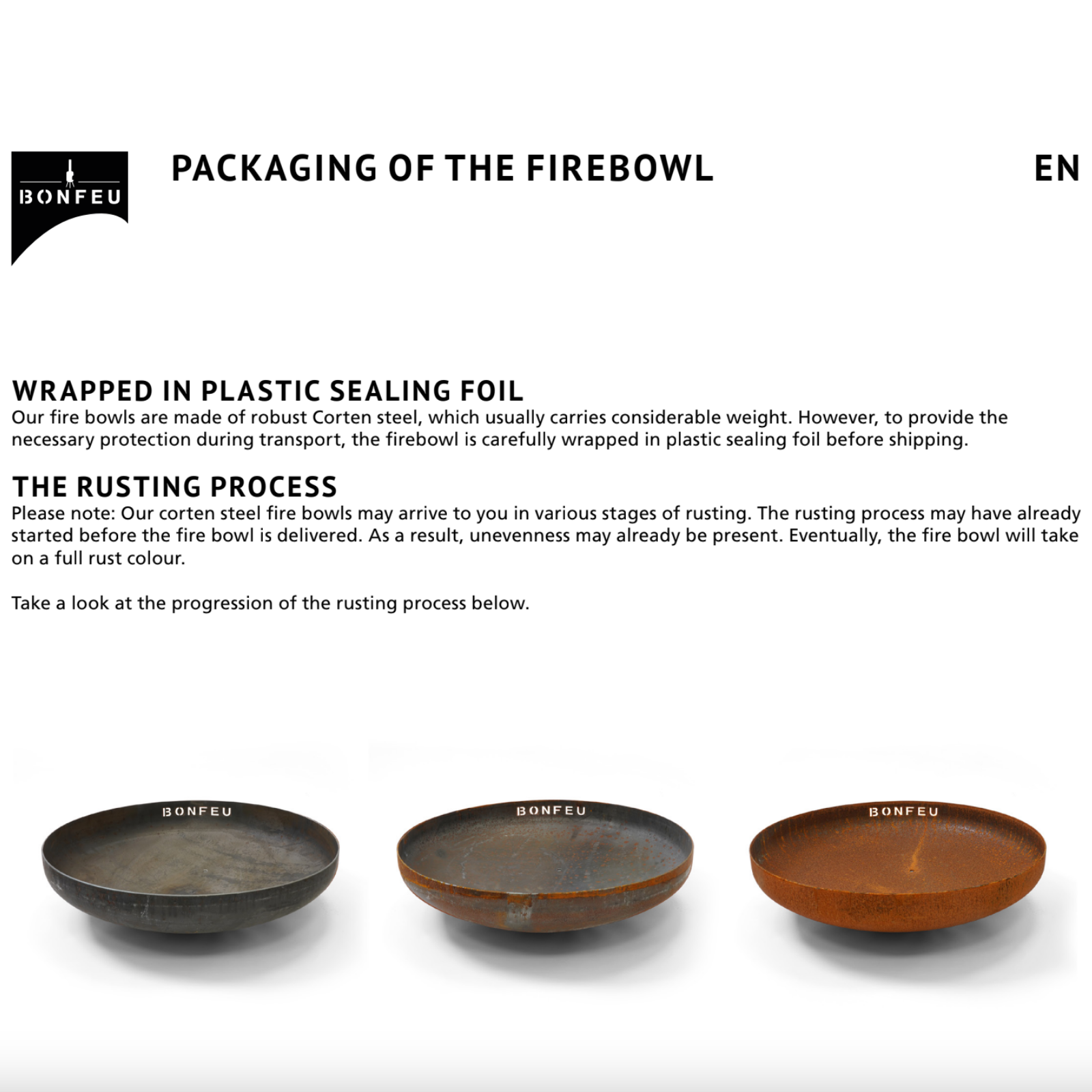 Bonfeu Bonbowl Plus Fire Bowl 60cm - Corten Bonbowl