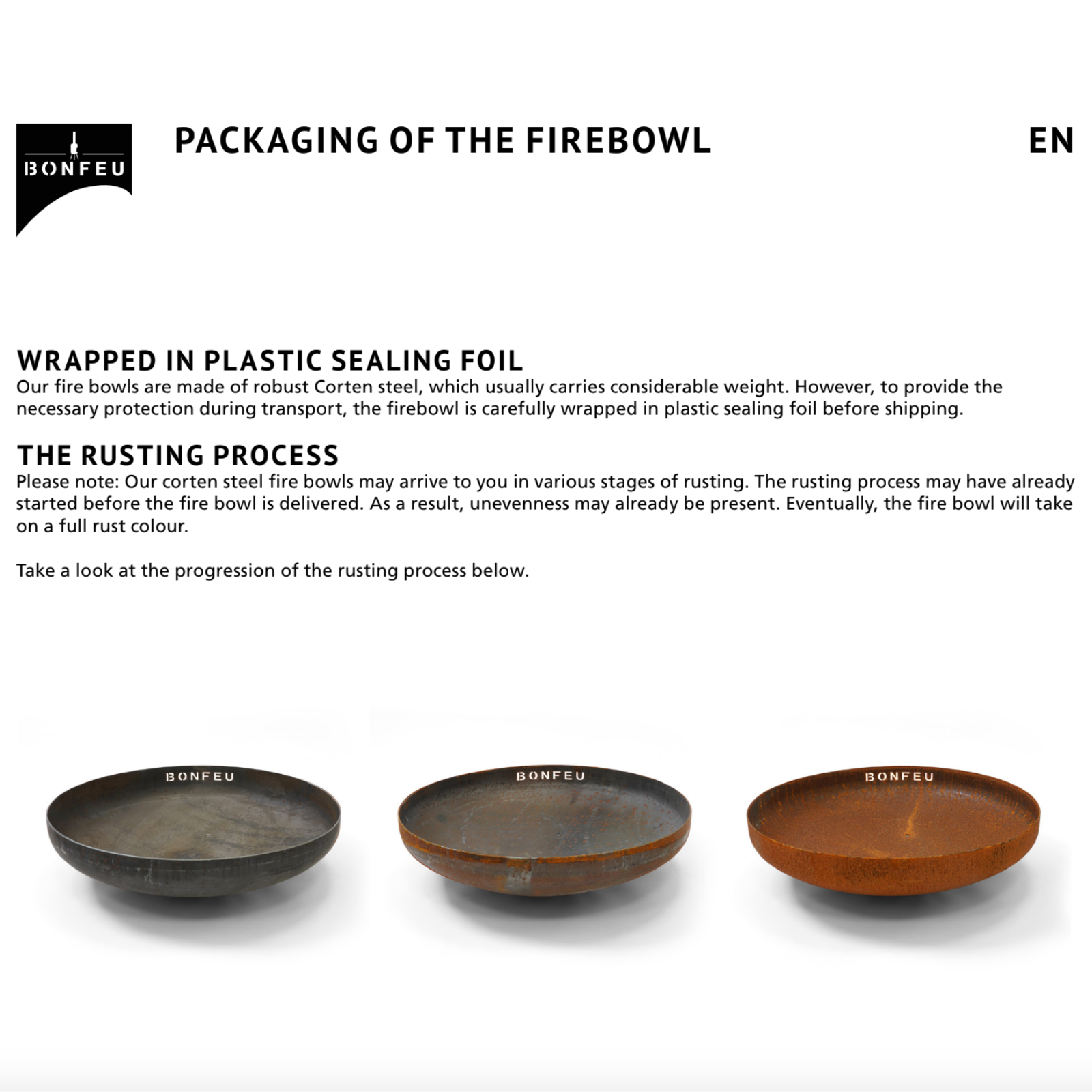 Bonfeu Bonbowl 120cm Outdoor Fire Bowl - Corten