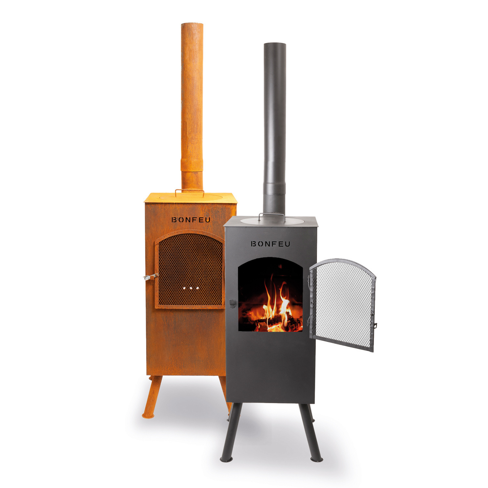 Bonfeu Boncarré Outdoor Chiminea Fireplace - Black/Corten
