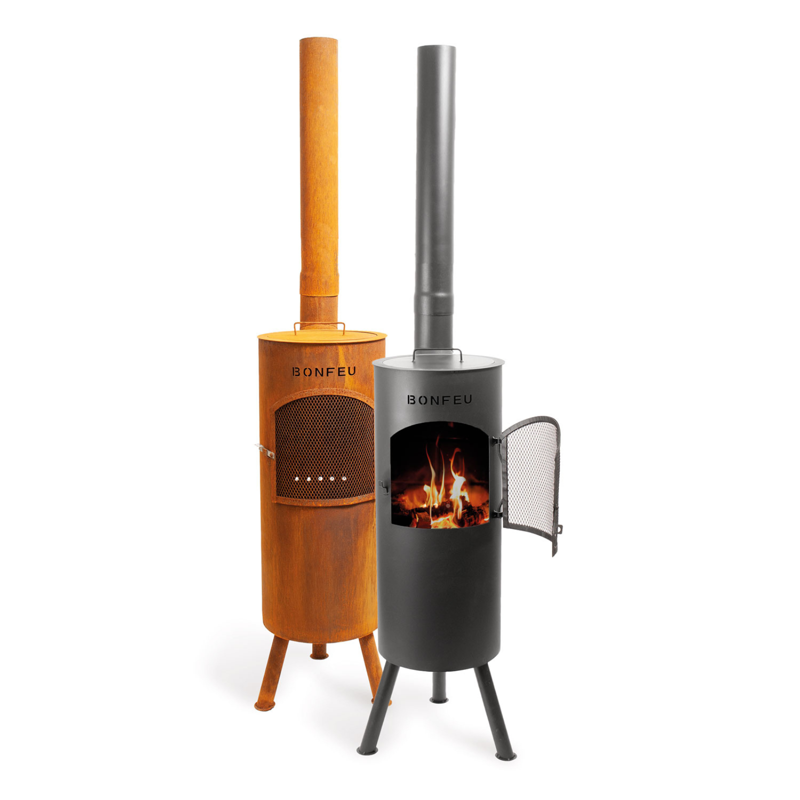 Bonfeu Bongiano LP Outdoor Chiminea Cooker - Black/Corten