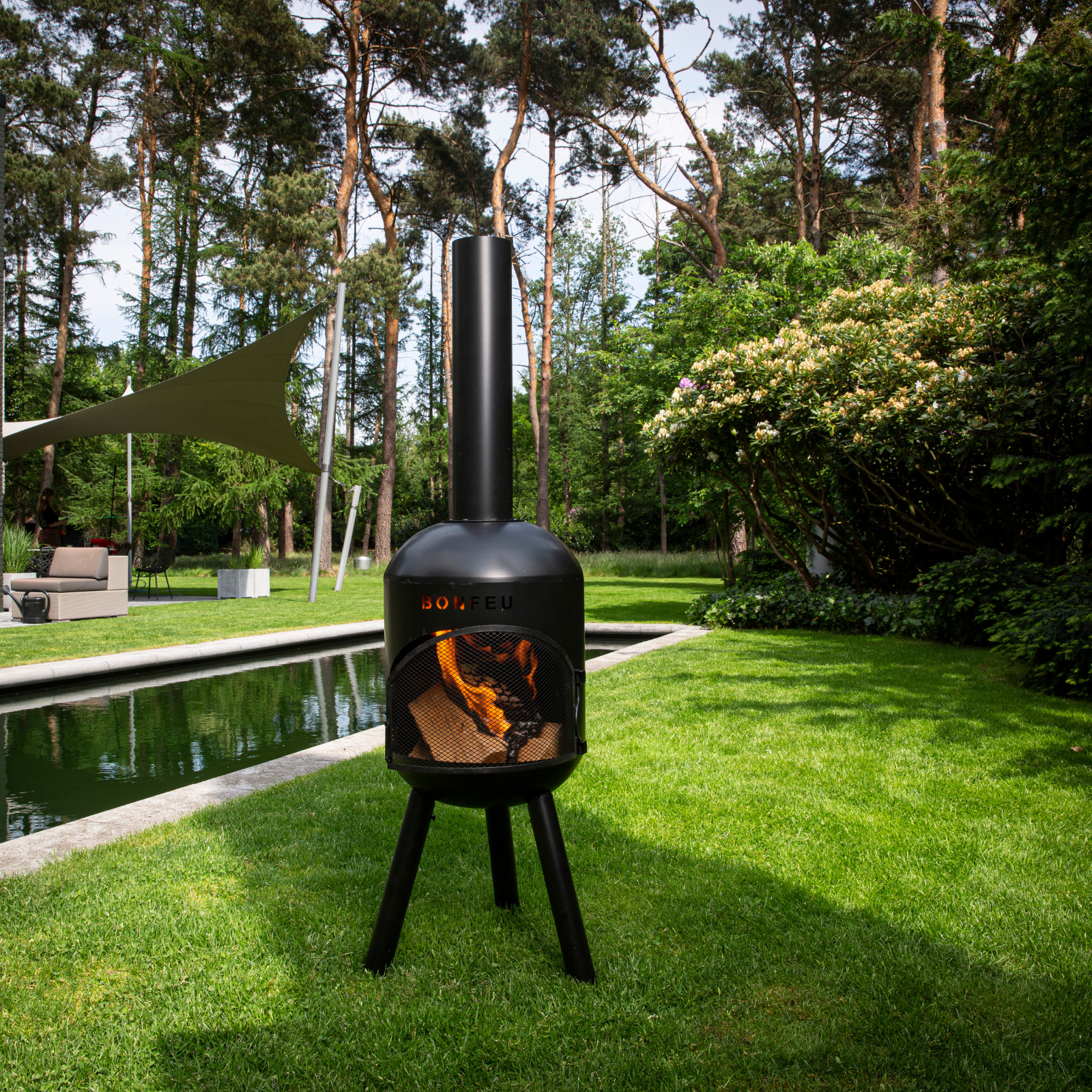 Bonfeu Bonsolo Outdoor Chiminea Fireplace - Black/Corten