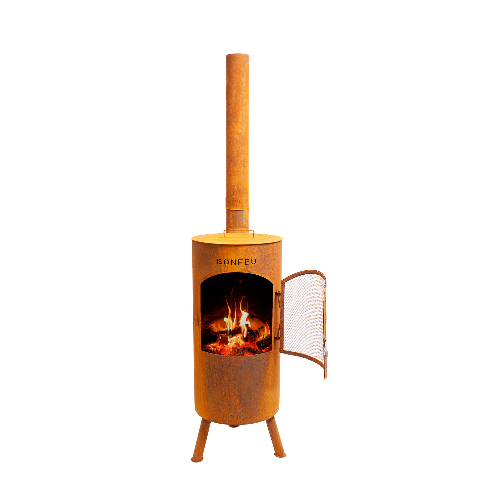 Bonfeu Bontino LP Outdoor Chiminea Fireplace - Black/Corten
