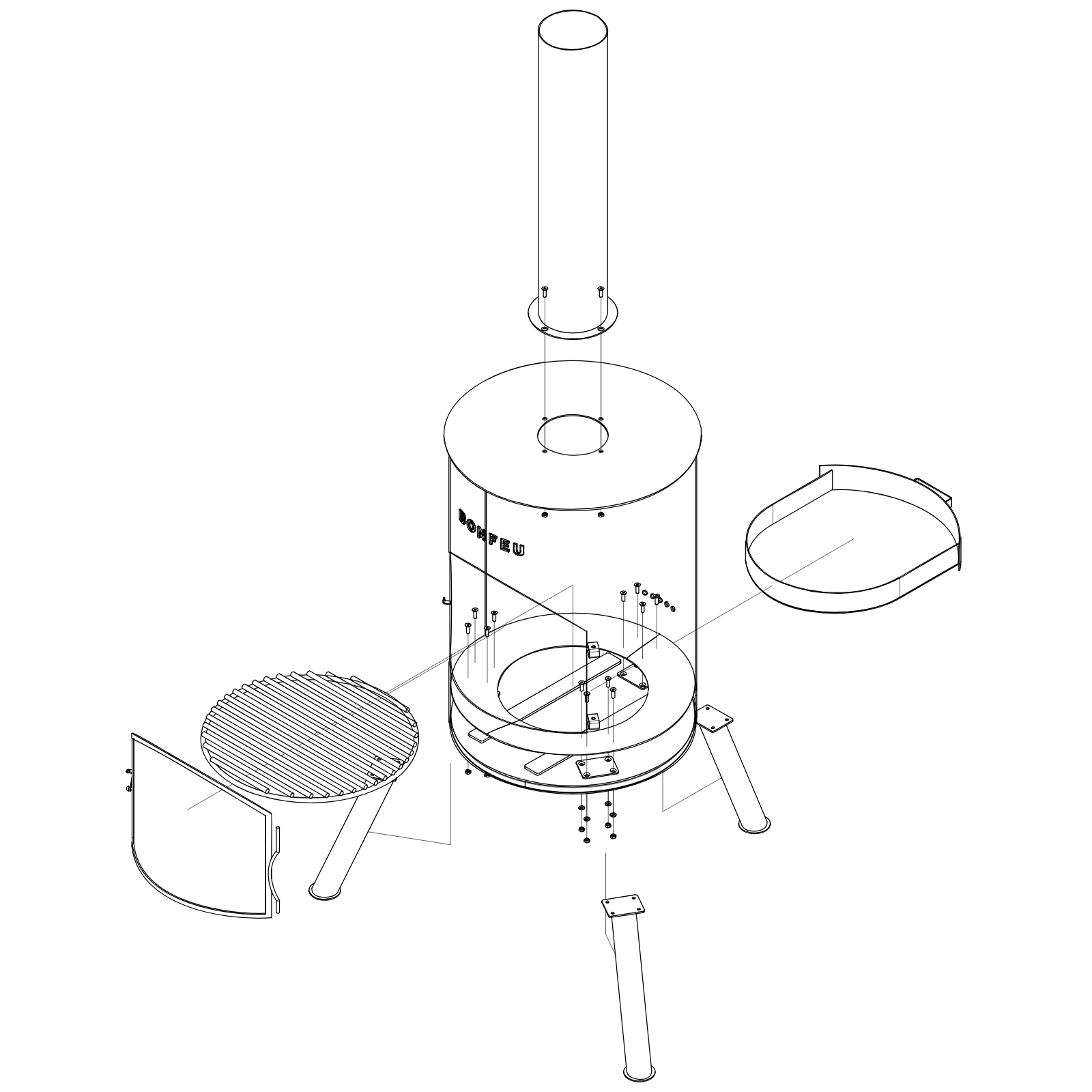 Bonfeu Bonton 40 Outdoor Garden Fireplace - Black/Corten