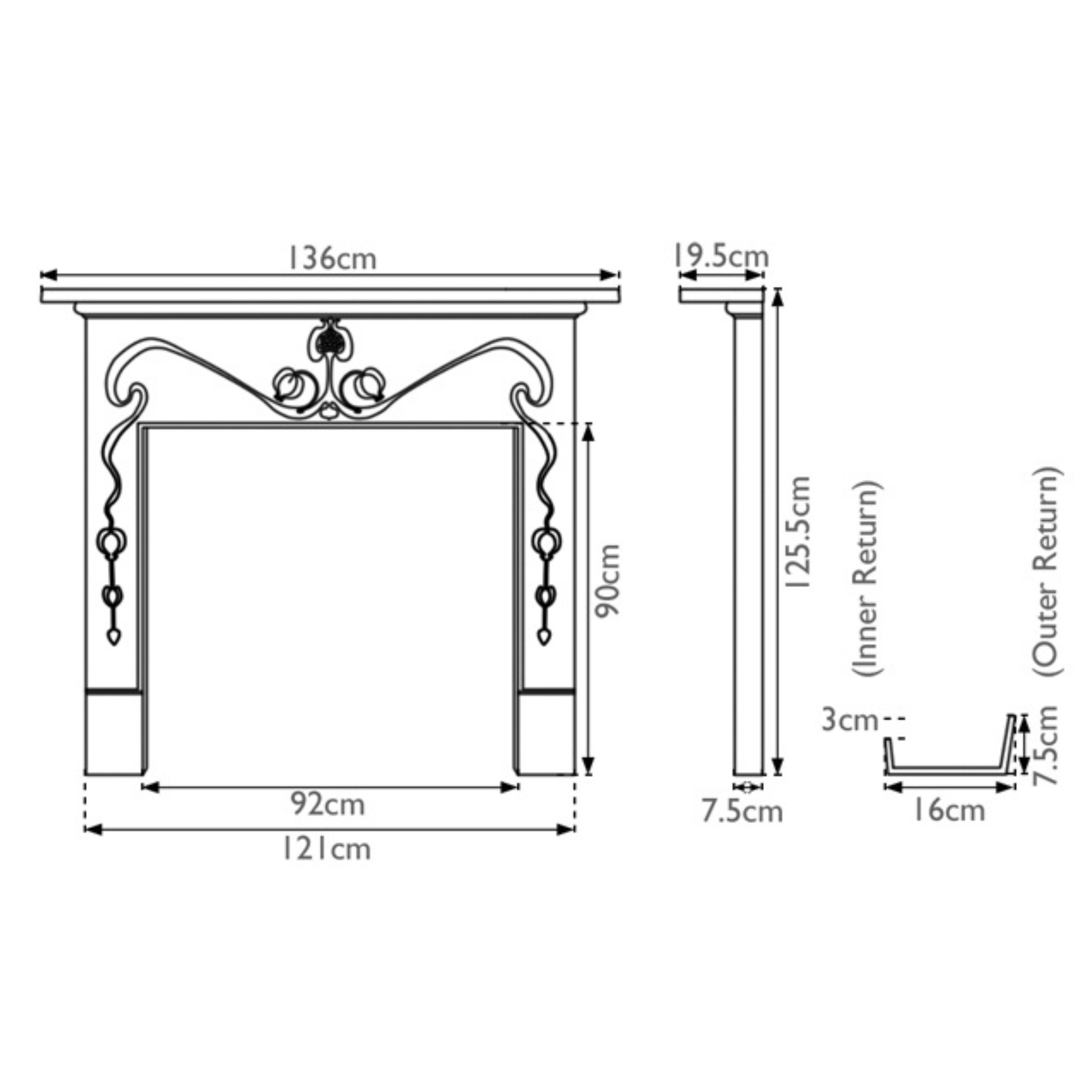 Carron The Art Noveau Cast Iron Fireplace Surround