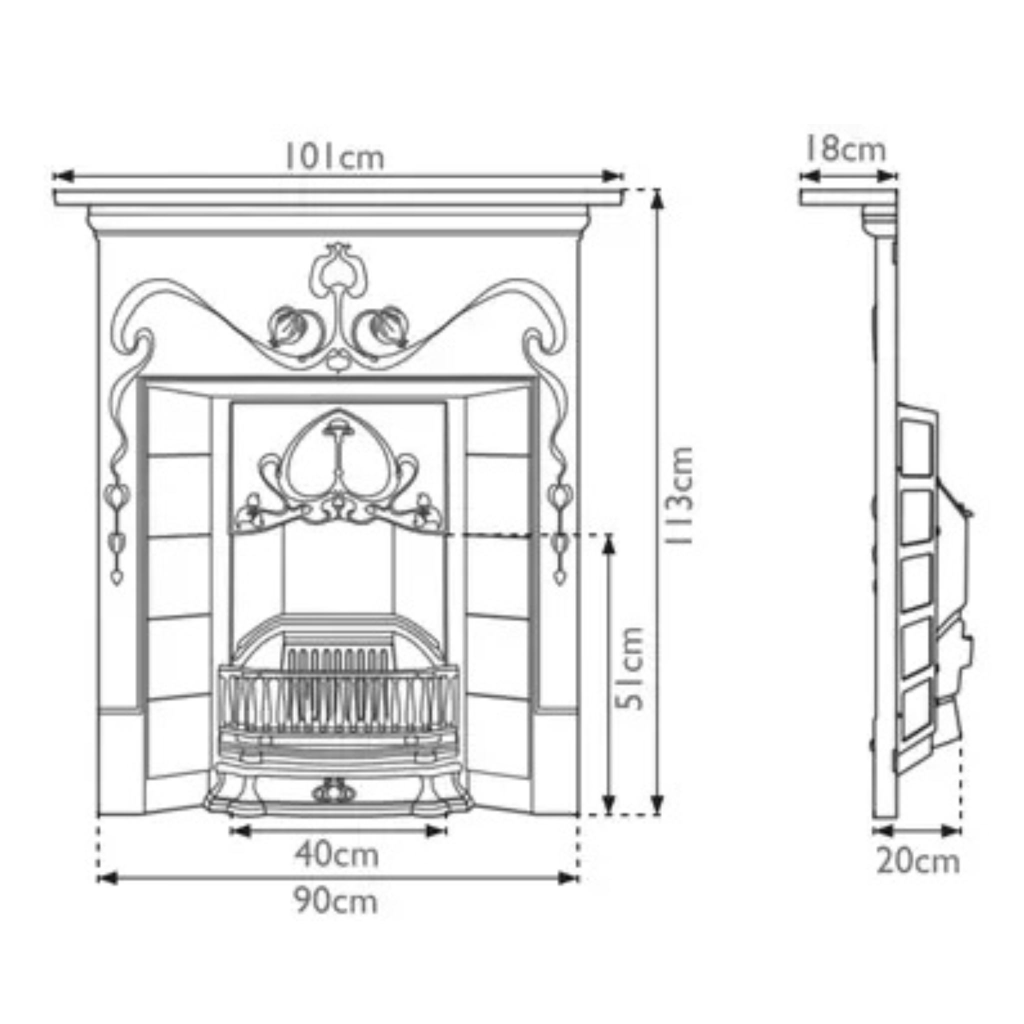 Carron Valentine Cast Iron Combination Fireplace