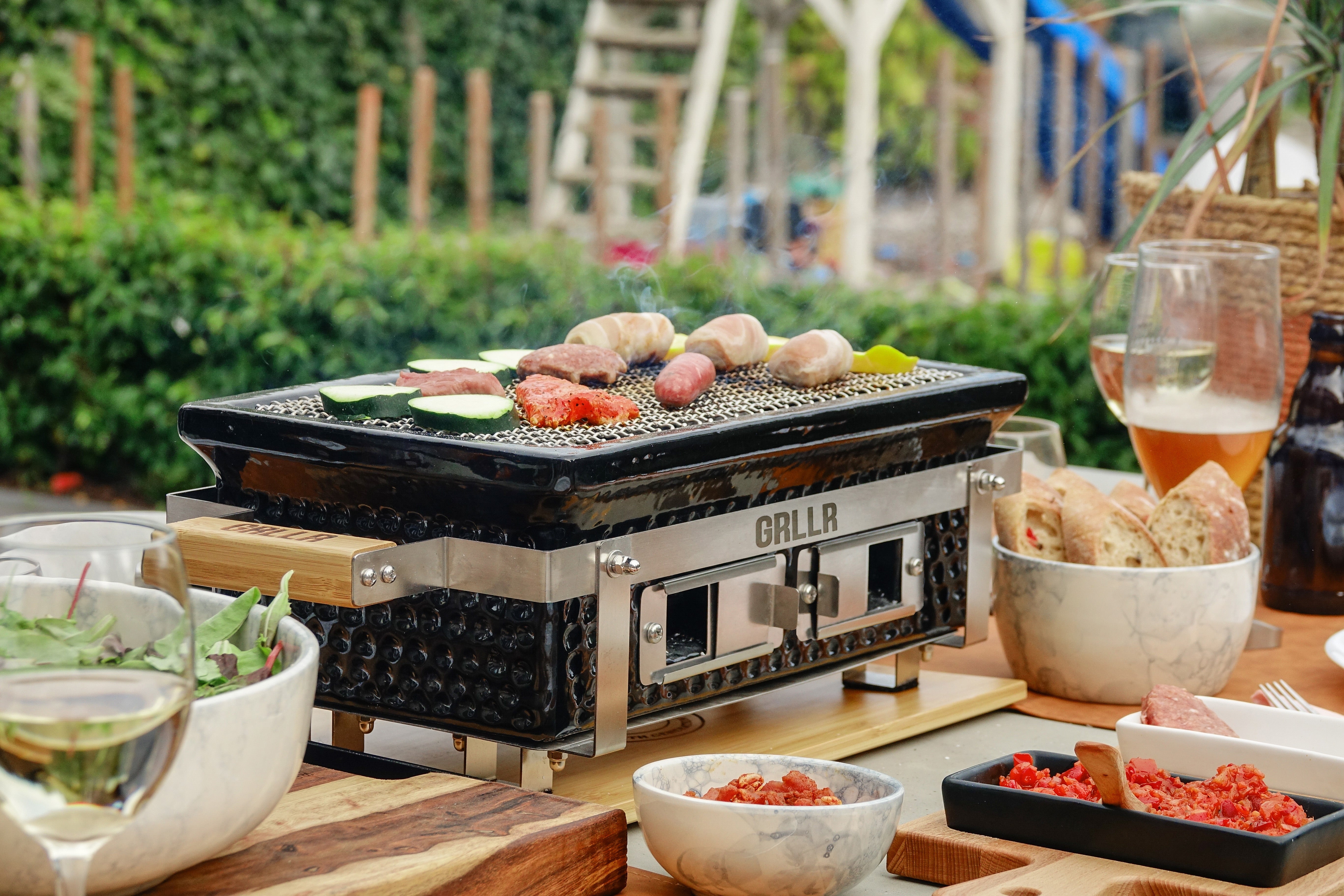GRLLR Osaka Shichirin Rectangular Table Top Barbecue - Black/Red/White Grllr