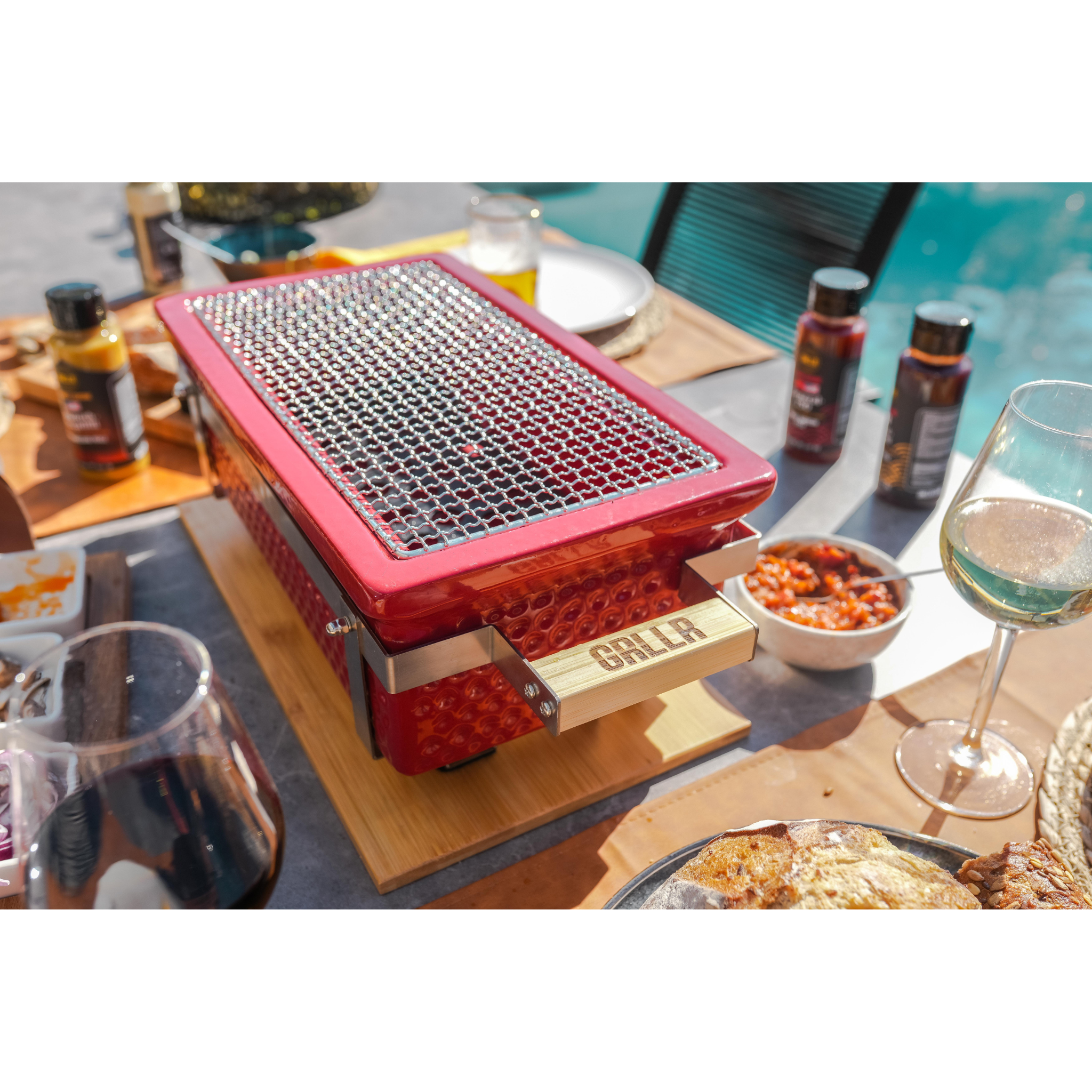 GRLLR Osaka Shichirin Rectangular Table Top Barbecue - Black/Red/White Grllr