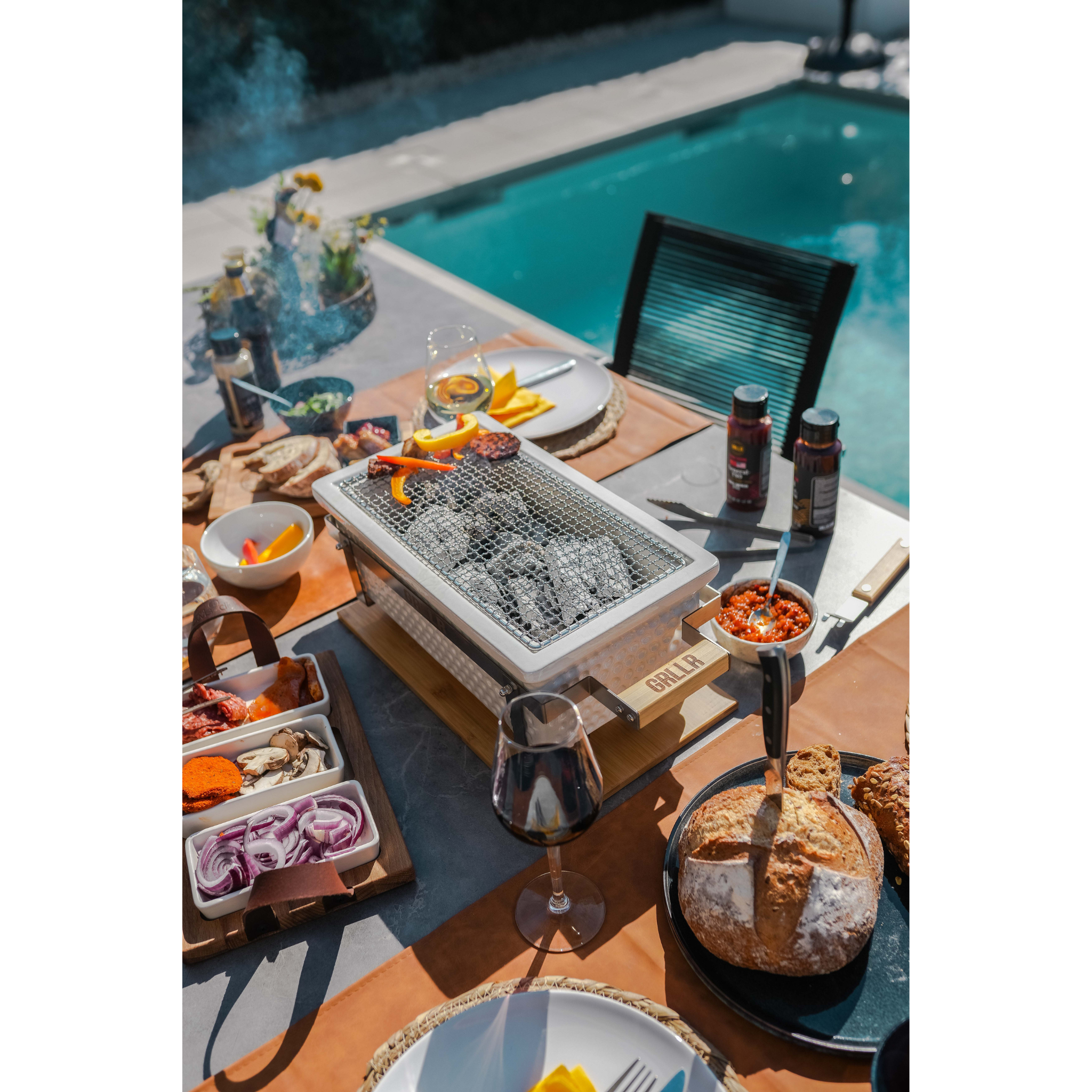 GRLLR Osaka Shichirin Rectangular Table Top Barbecue - Black/Red/White Grllr
