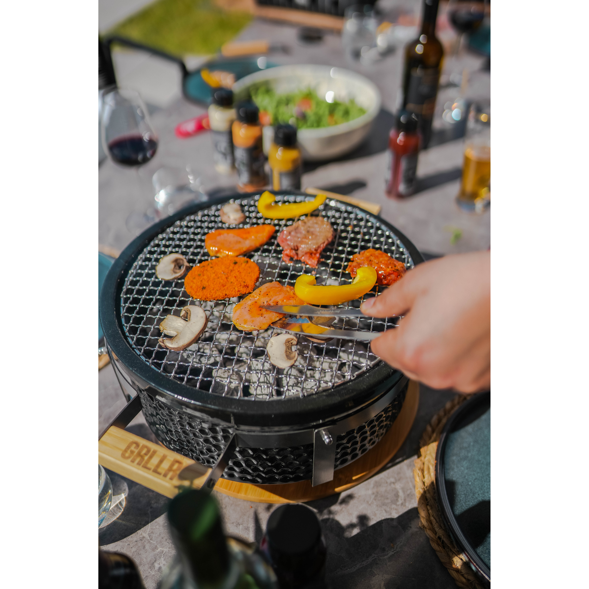GRLLR Tokyo Shichirin Round Table Top Barbecue - Black/Red/White Grllr