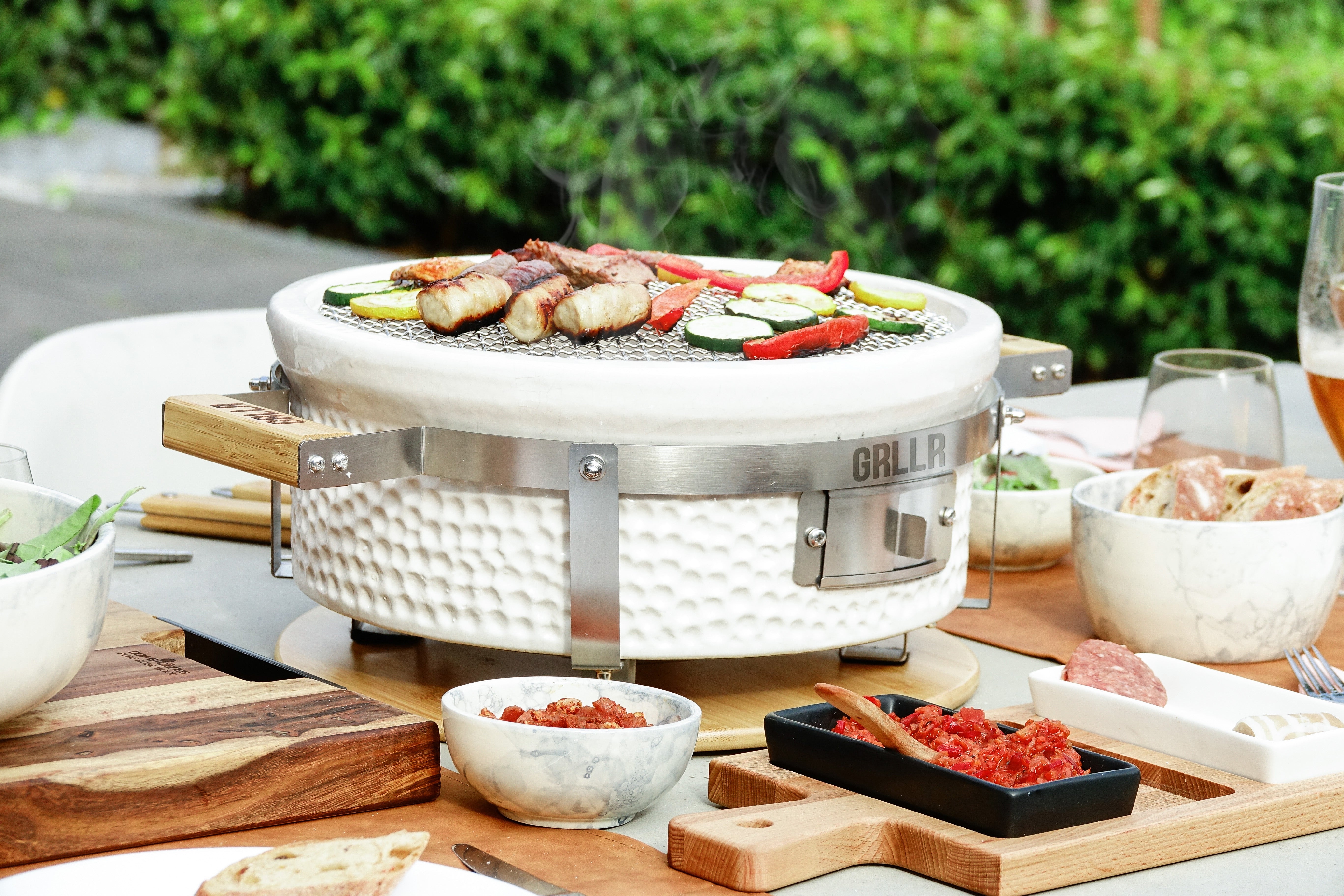 GRLLR Tokyo Shichirin Round Table Top Barbecue - Black/Red/White Grllr