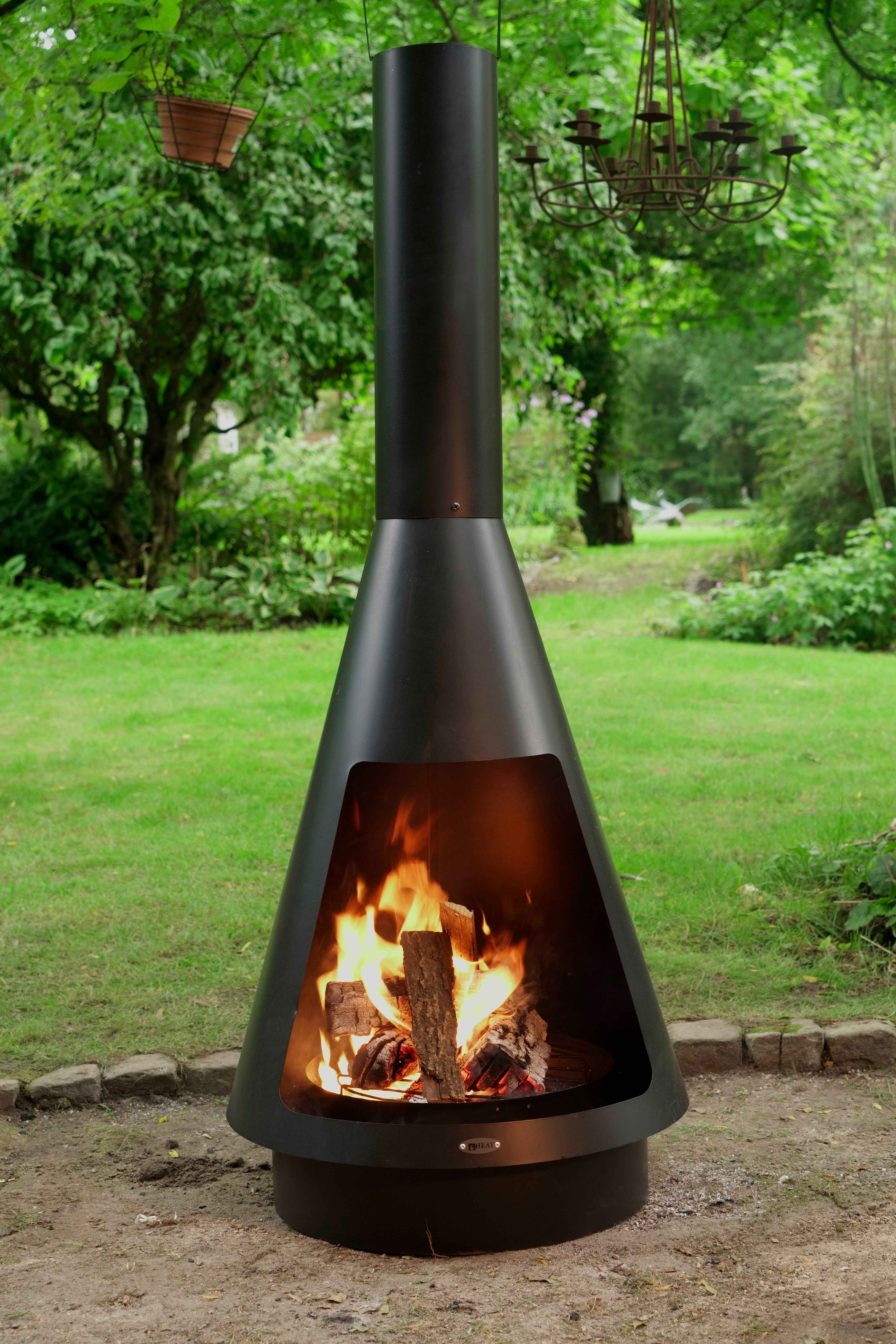 HEAT La Luz Outdoor Garden Fireplace - Black