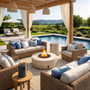 Happy Cocooning Estate Round 105 Gas Fire Pit - Oyster Beige Happy Cocooning