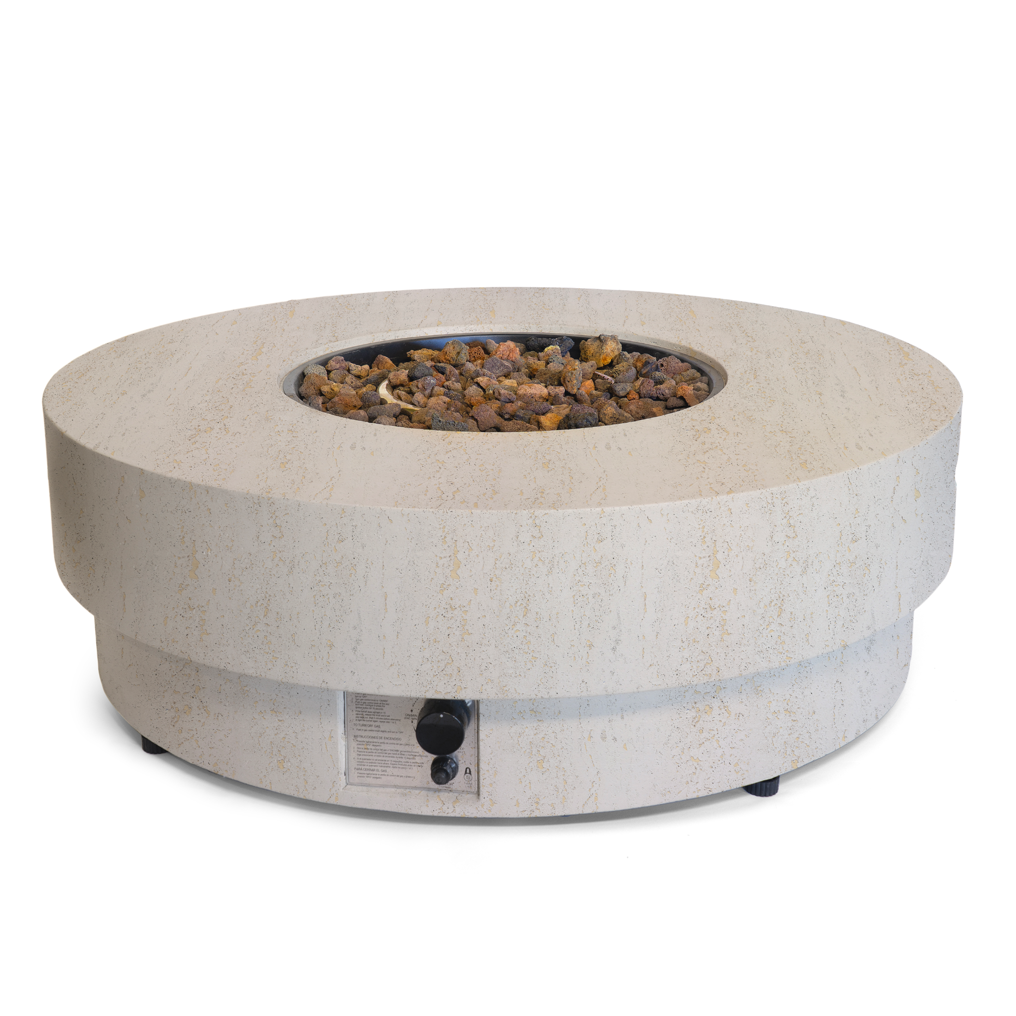 Happy Cocooning Estate Round 105 Gas Fire Pit - Travertine Happy Cocooning