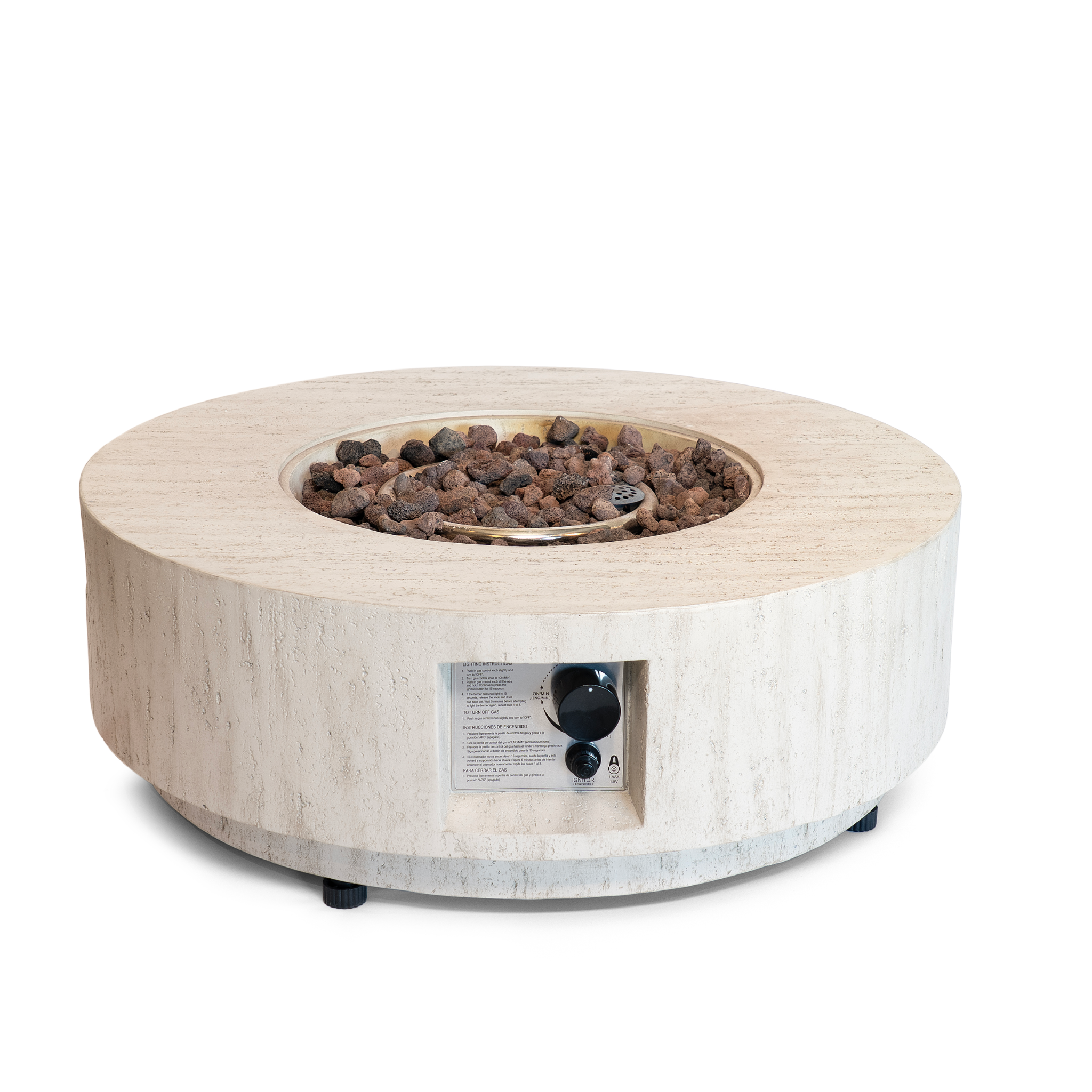 Happy Cocooning Estate Round 76 Gas Fire Pit - Travertine Happy Cocooning