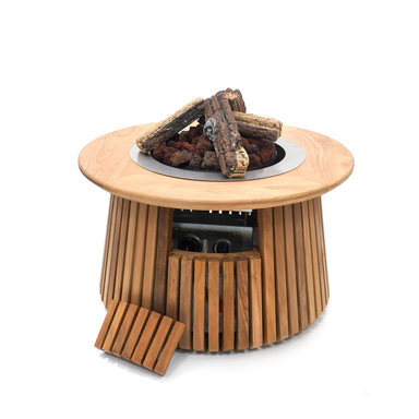 Happy Cocooning Lagune Round 60 Gas Fire Pit - Teak Happy Cocooning