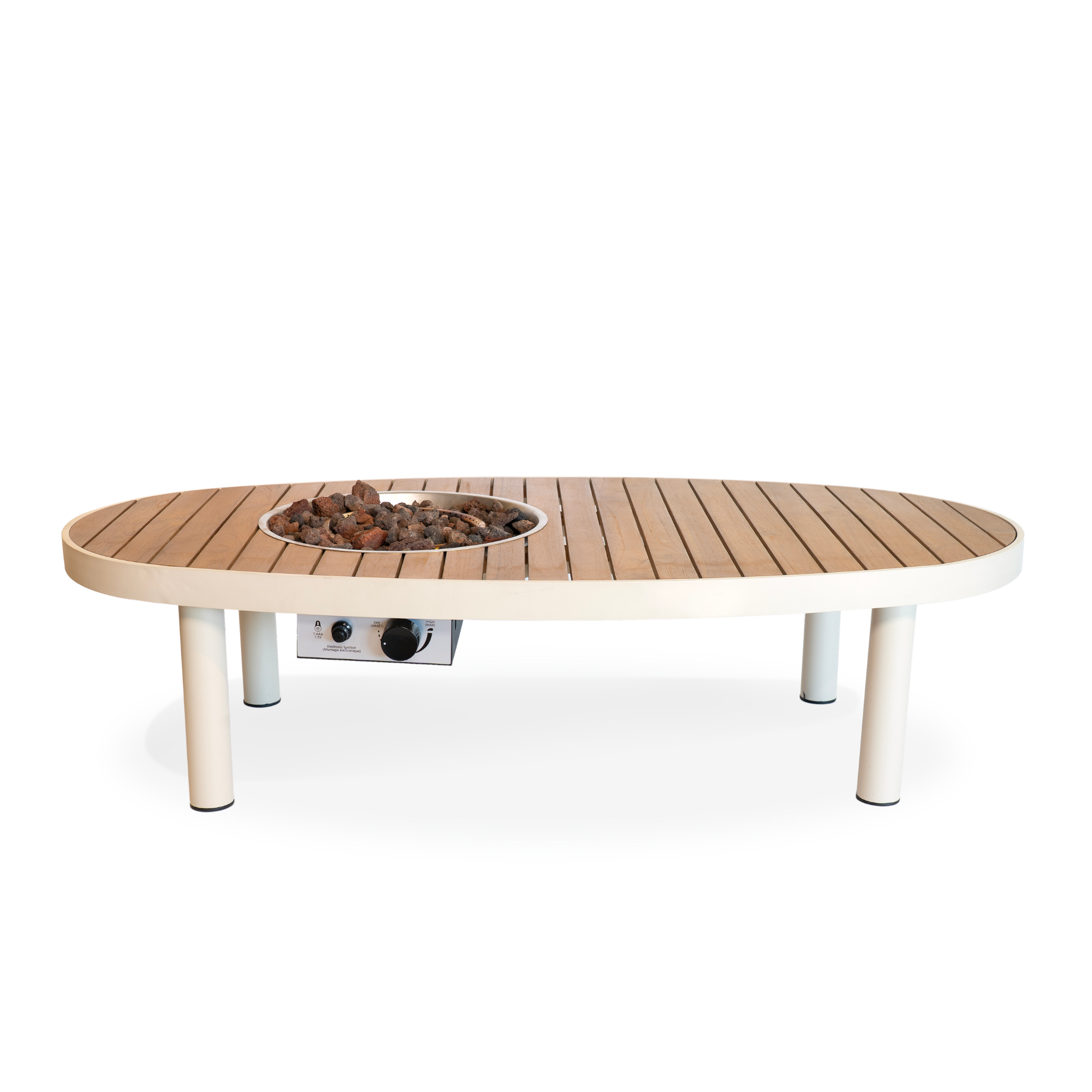 Happy Cocooning Riviera 140 Oval Gas Fire Table - Oyster Beige Happy Cocooning