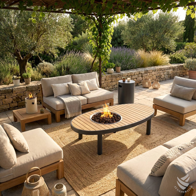 Happy Cocooning Riviera 140 Oval Gas Fire Table - Smokey Anthracite Happy Cocooning