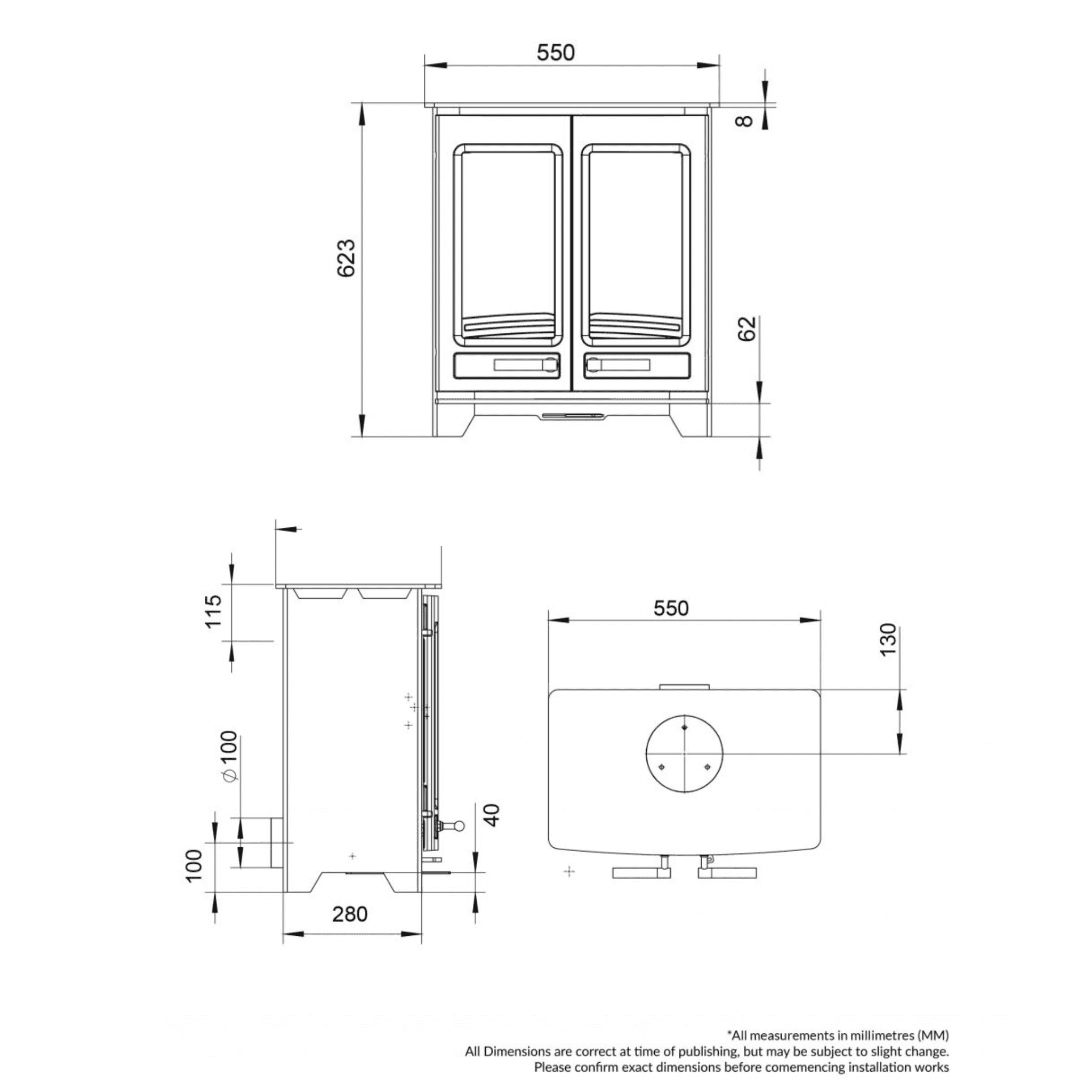 Henley Stoves Hampton 5Kw Twin Door Wood Burning Stove Henley Stoves