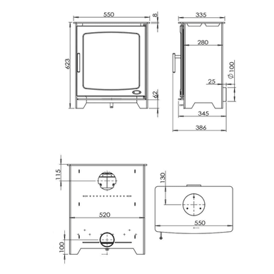 Henley Stoves Hazelwood 5kW Landscape Logstore Wood Burning Stove (Eco) Henley Stoves