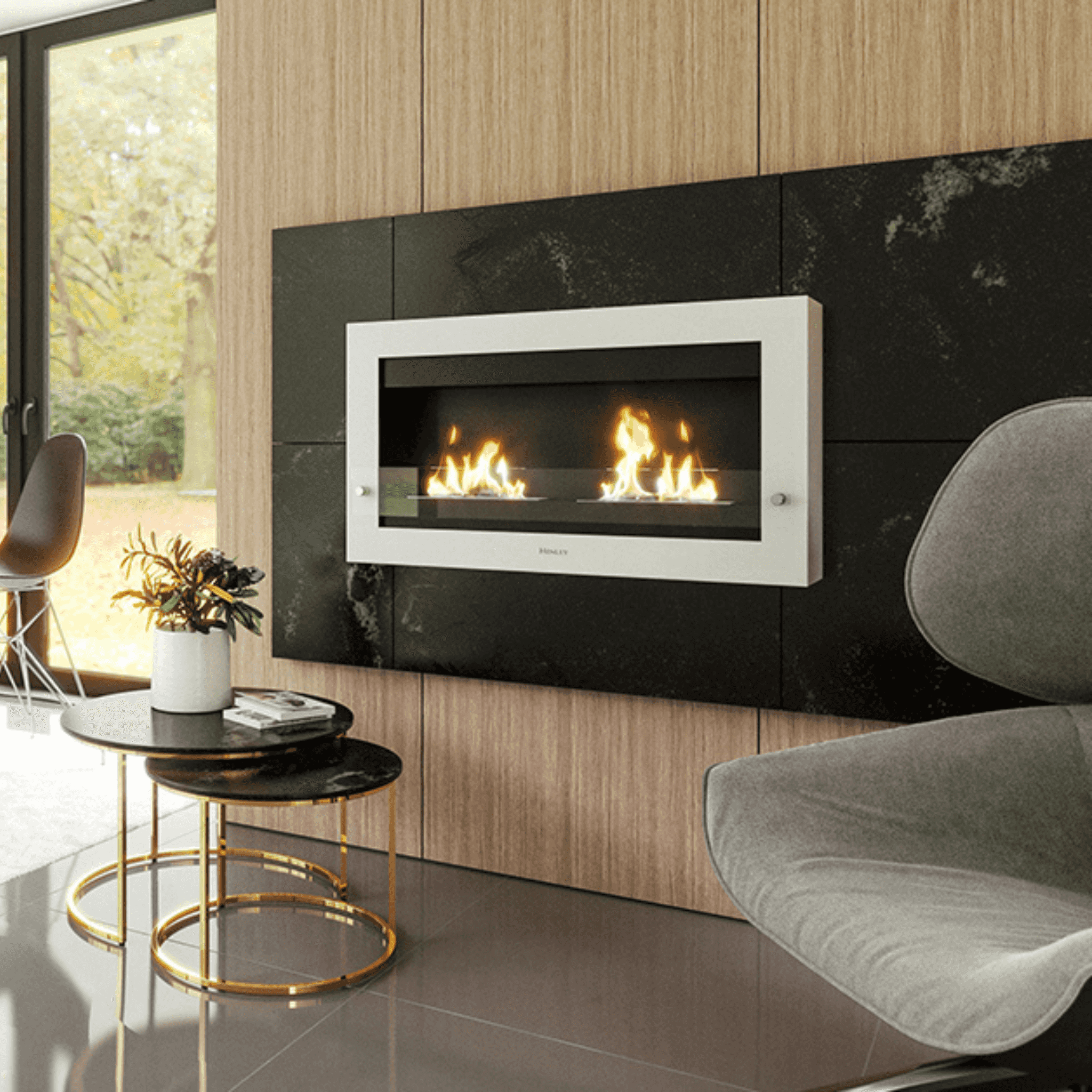 Henley Stoves Oslo 900 Bioethanol Wall Mounted Stove - Black/White Henley Stoves