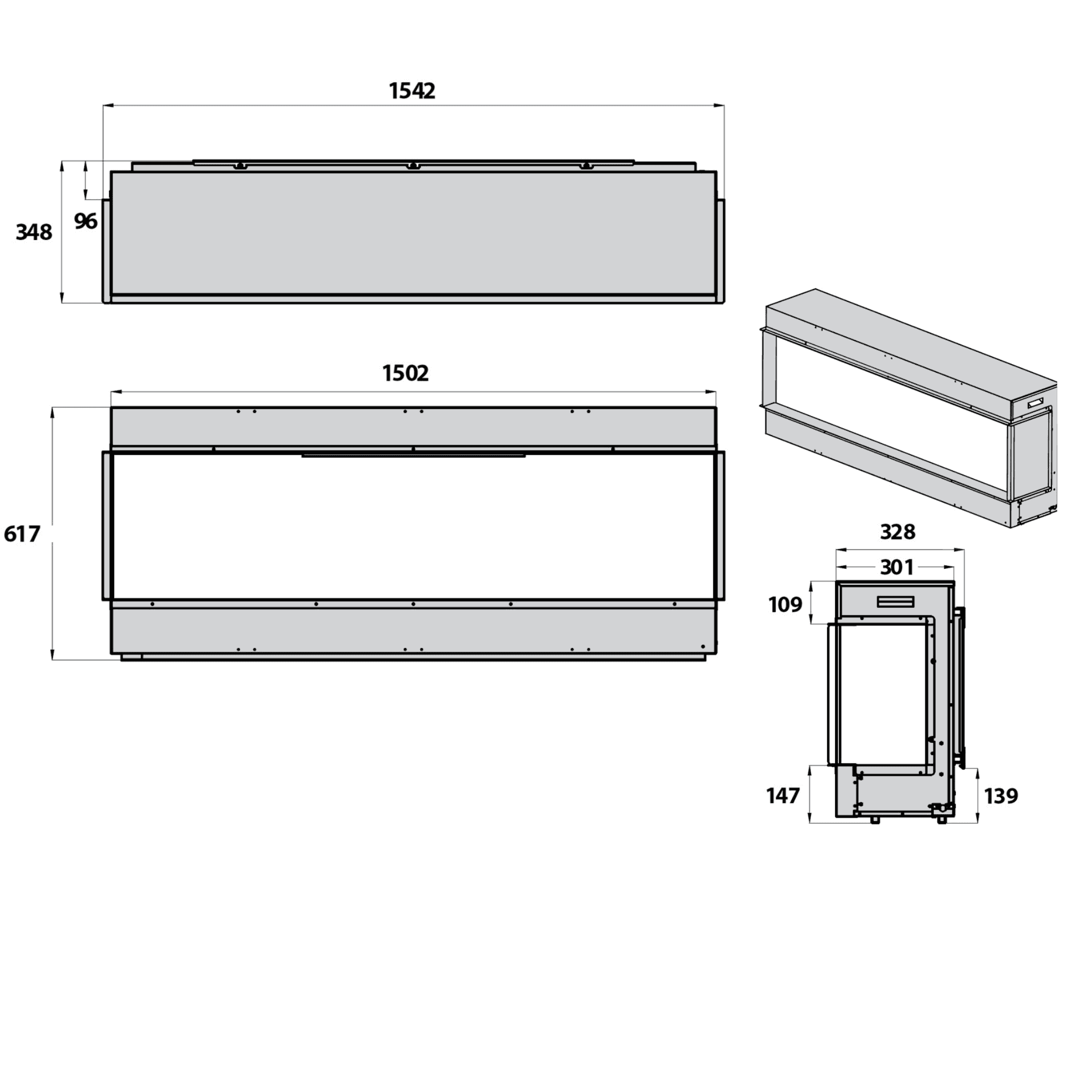 Henley Stoves Aurora 1500 3-Sided Electric Fire Henley Stoves