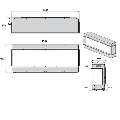 Henley Stoves Aurora 1500 3-Sided Electric Fire Henley Stoves