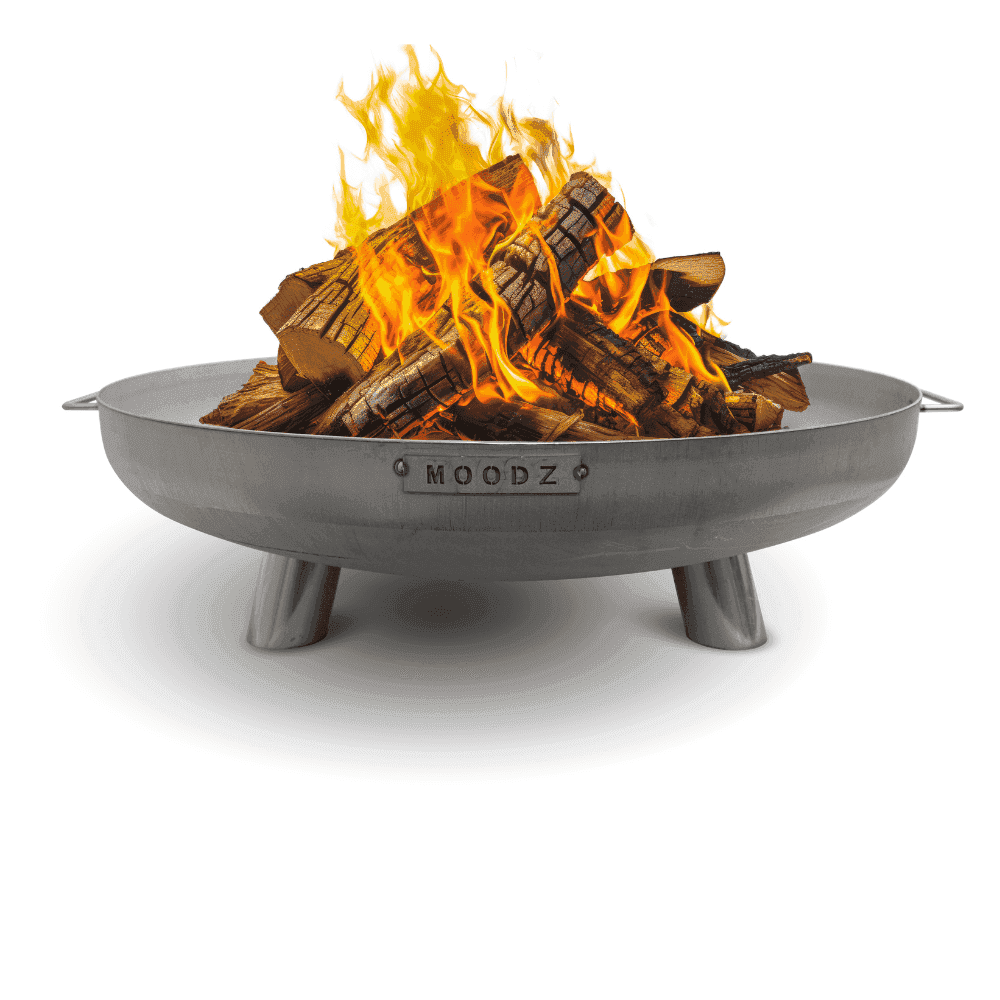 MOODZ 100cm Stainless Steel Fire Bowl With Feet & Handles