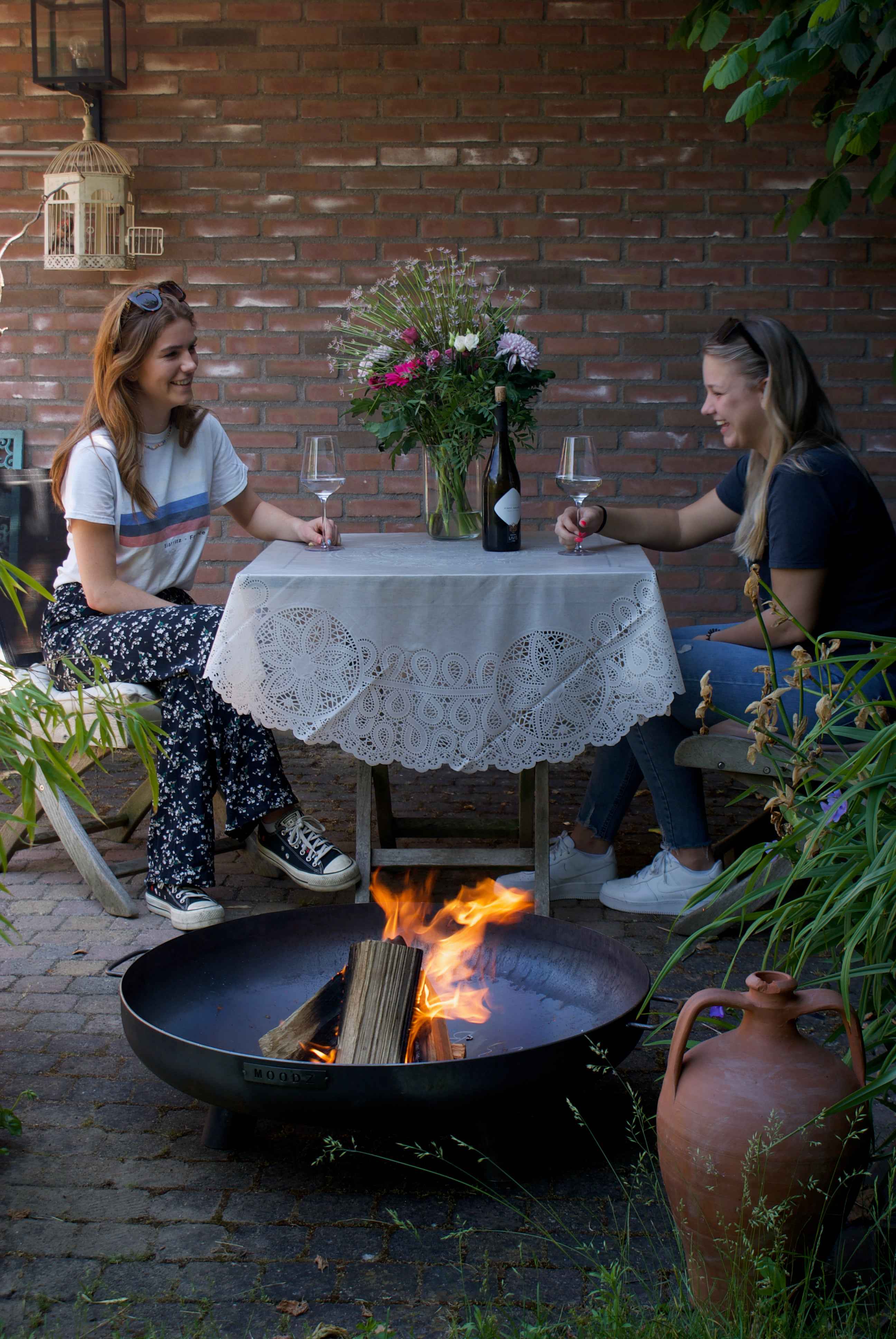MOODZ 80cm Corten Steel Fire Bowl With Feet & Handles