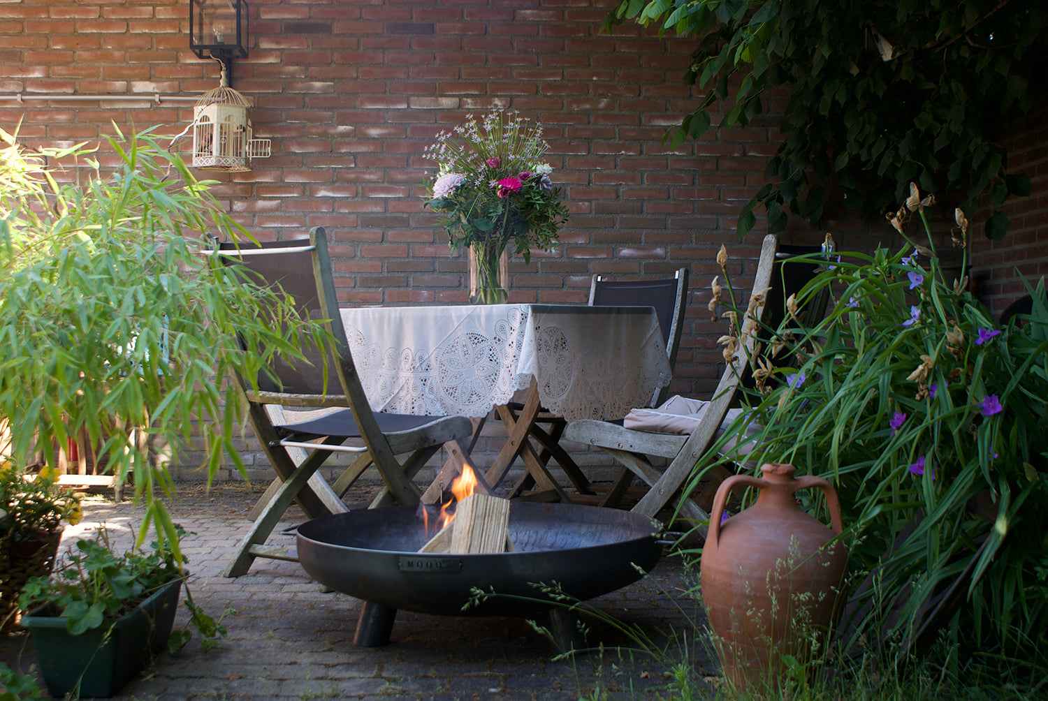 MOODZ 80cm Corten Steel Fire Bowl With Feet & Handles
