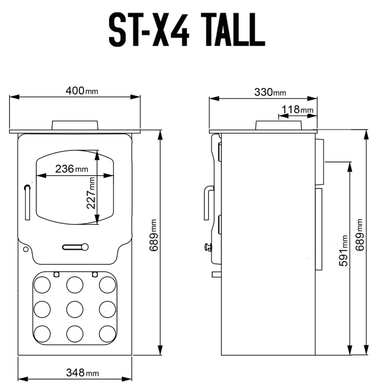 Saltfire ST-X4 Tall 4.1kW Wood Burning And Multi-Fuel Stove Saltfire