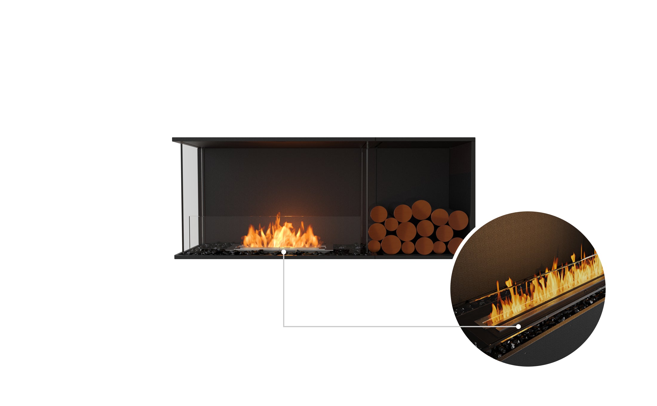 EcoSmart Fire Flex 50LC.BXR Left Corner Fireplace Insert