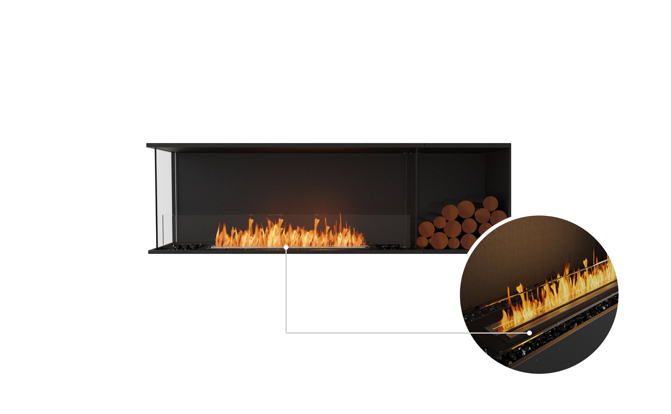 EcoSmart Fire Flex 68LC.BXR Left Corner Fireplace Insert