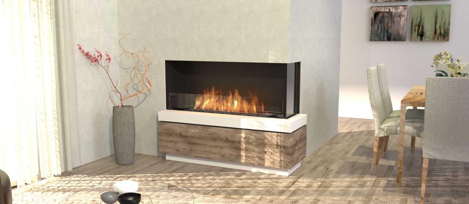 EcoSmart Fire Flex 104RC.BXL Right Corner Fireplace Insert